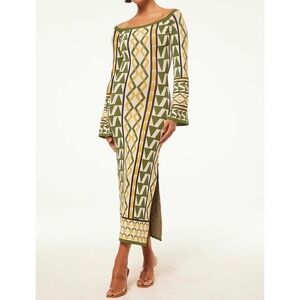 Misa Los Angeles Olive, Cream & Mustard Geometric Maxi Dress